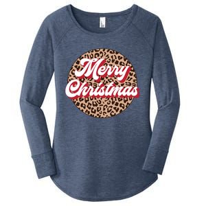 Cheetah Print Merry Christmas Cool Gift Women's Perfect Tri Tunic Long Sleeve Shirt