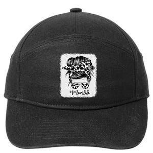 Cow Print Mom Life Messy Bun Hair 7-Panel Snapback Hat