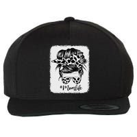 Cow Print Mom Life Messy Bun Hair Wool Snapback Cap