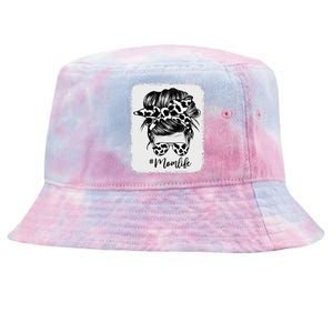 Cow Print Mom Life Messy Bun Hair Tie-Dyed Bucket Hat