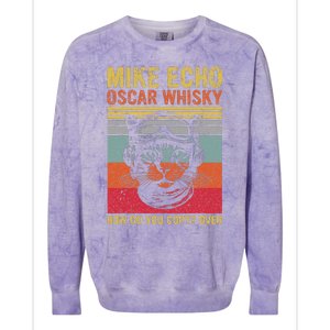 Cat Pilot Mike Echo Oscar Whisky How Do You Copy Colorblast Crewneck Sweatshirt