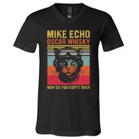 Cat Pilot Mike Echo Oscar Whisky How Do You Copy V-Neck T-Shirt