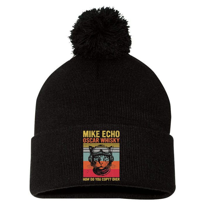 Cat Pilot Mike Echo Oscar Whisky How Do You Copy Pom Pom 12in Knit Beanie