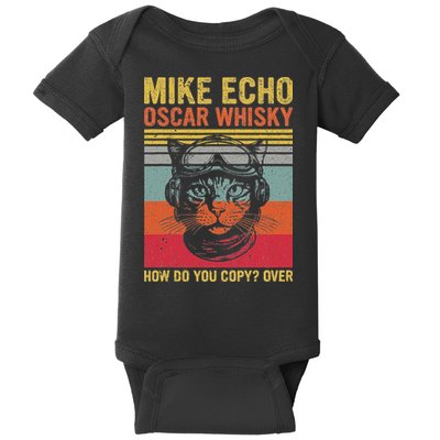 Cat Pilot Mike Echo Oscar Whisky How Do You Copy Baby Bodysuit
