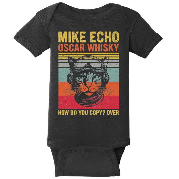 Cat Pilot Mike Echo Oscar Whisky How Do You Copy Baby Bodysuit