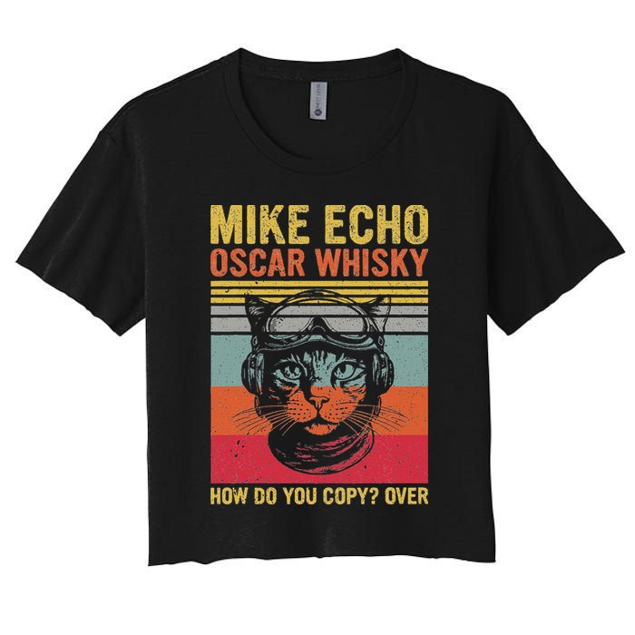 Cat Pilot Mike Echo Oscar Whisky How Do You Copy Crop Top