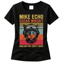 Cat Pilot Mike Echo Oscar Whisky How Do You Copy Womens T-Shirt