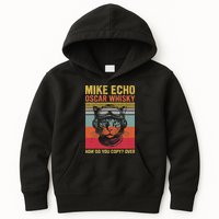 Cat Pilot Mike Echo Oscar Whisky How Do You Copy Kids Hoodie