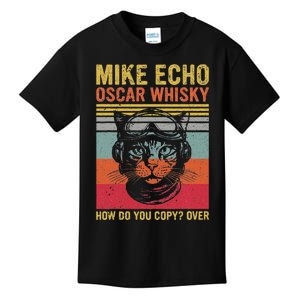 Cat Pilot Mike Echo Oscar Whisky How Do You Copy Kids T-Shirt