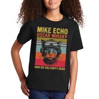 Cat Pilot Mike Echo Oscar Whisky How Do You Copy Kids T-Shirt