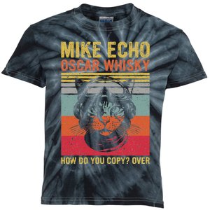 Cat Pilot Mike Echo Oscar Whisky How Do You Copy Kids Tie-Dye T-Shirt