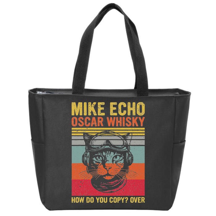 Cat Pilot Mike Echo Oscar Whisky How Do You Copy Zip Tote Bag