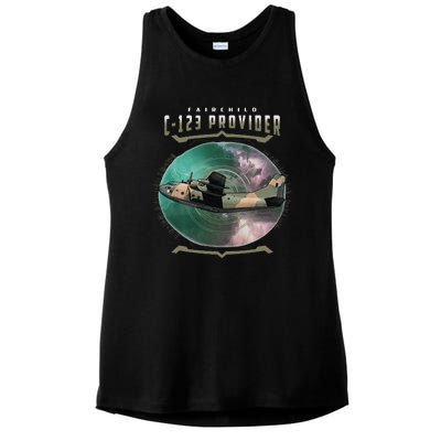 C123 Provider Military Transport Aircraft Pilot Veteran Ladies PosiCharge Tri-Blend Wicking Tank