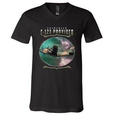 C123 Provider Military Transport Aircraft Pilot Veteran V-Neck T-Shirt