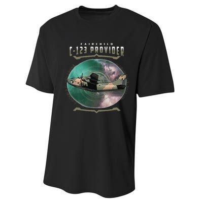 C123 Provider Military Transport Aircraft Pilot Veteran Performance Sprint T-Shirt