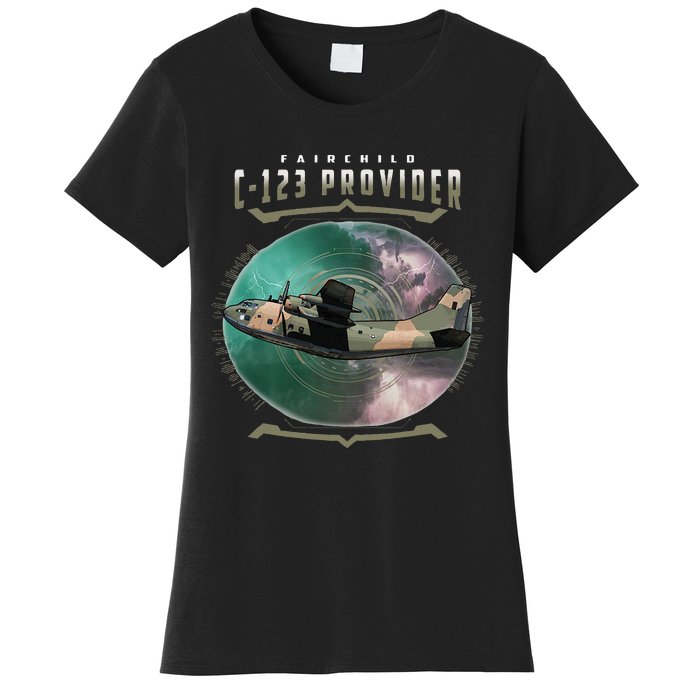 C123 Provider Military Transport Aircraft Pilot Veteran Women's T-Shirt