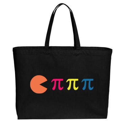 Cool Pac Man Eating Pi Cotton Canvas Jumbo Tote