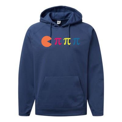 Cool Pac Man Eating Pi Performance Fleece Hoodie