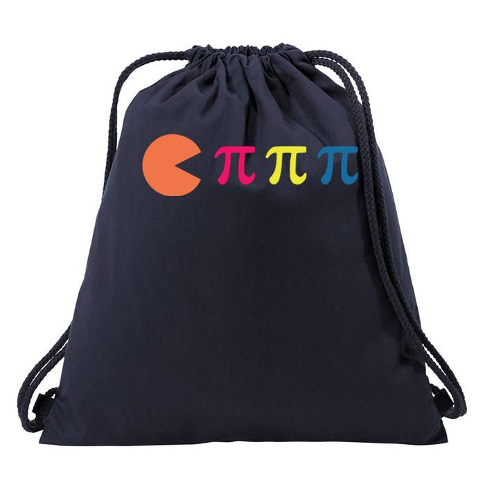 Cool Pac Man Eating Pi Drawstring Bag