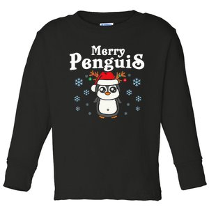 Christmas Penguin Merry Penguis Funny Santa Norwegian Bird Toddler Long Sleeve Shirt