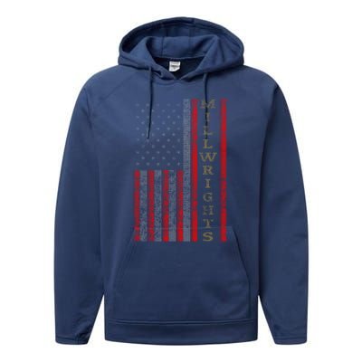 Cool Patriotic Millwrights Us Flag Cute Gift Performance Fleece Hoodie