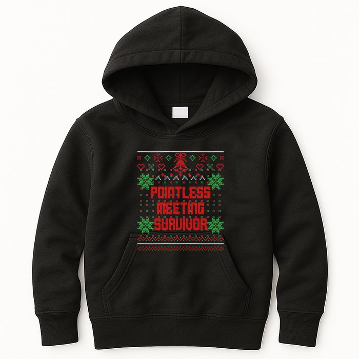 Christmas Pointless Meeting Survivor Ugly Gift Kids Hoodie
