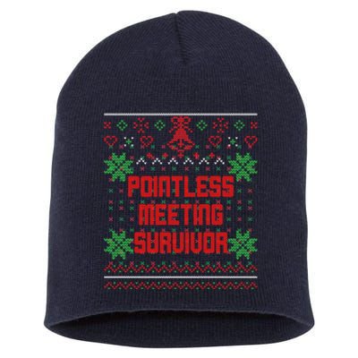 Christmas Pointless Meeting Survivor Ugly Gift Short Acrylic Beanie