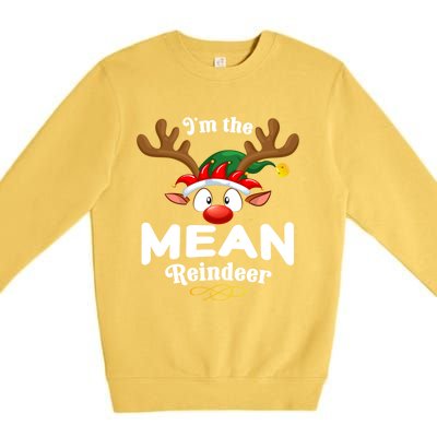 Christmas Pjs Mean Xmas Reindeer Matching Great Gift Premium Crewneck Sweatshirt