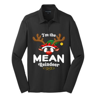 Christmas Pjs Mean Xmas Reindeer Matching Great Gift Silk Touch Performance Long Sleeve Polo