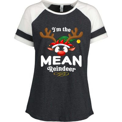 Christmas Pjs Mean Xmas Reindeer Matching Great Gift Enza Ladies Jersey Colorblock Tee