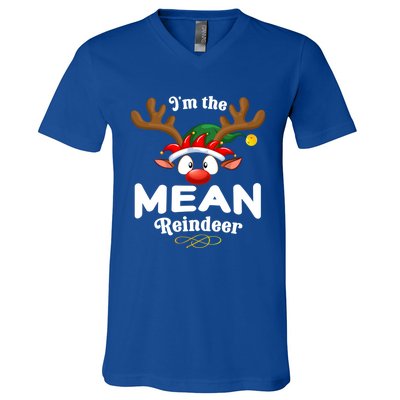 Christmas Pjs Mean Xmas Reindeer Matching Great Gift V-Neck T-Shirt