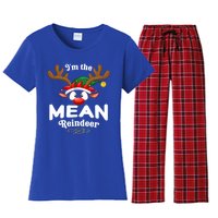 Christmas Pjs Mean Xmas Reindeer Matching Great Gift Women's Flannel Pajama Set