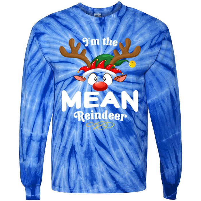 Christmas Pjs Mean Xmas Reindeer Matching Great Gift Tie-Dye Long Sleeve Shirt