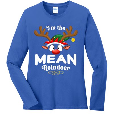 Christmas Pjs Mean Xmas Reindeer Matching Great Gift Ladies Long Sleeve Shirt