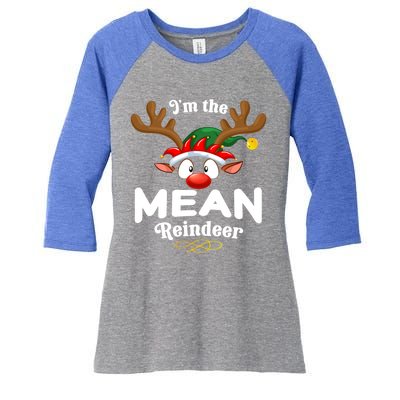 Christmas Pjs Mean Xmas Reindeer Matching Great Gift Women's Tri-Blend 3/4-Sleeve Raglan Shirt