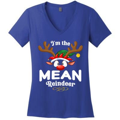 Christmas Pjs Mean Xmas Reindeer Matching Great Gift Women's V-Neck T-Shirt