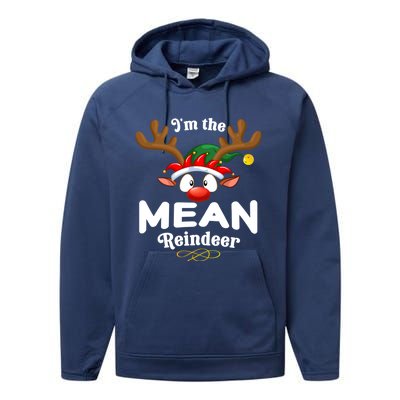 Christmas Pjs Mean Xmas Reindeer Matching Great Gift Performance Fleece Hoodie