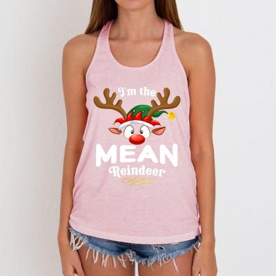 Christmas Pjs Mean Xmas Reindeer Matching Great Gift Women's Knotted Racerback Tank