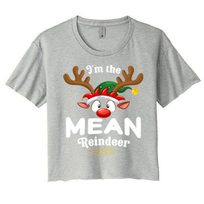 Christmas Pjs Mean Xmas Reindeer Matching Great Gift Women's Crop Top Tee