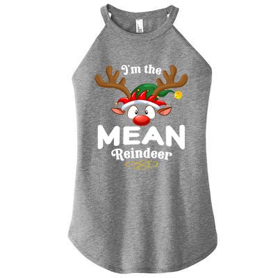 Christmas Pjs Mean Xmas Reindeer Matching Great Gift Women's Perfect Tri Rocker Tank