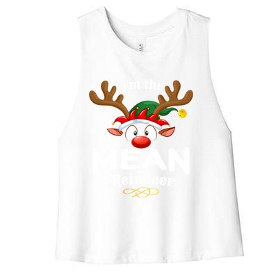 Christmas Pjs Mean Xmas Reindeer Matching Great Gift Women's Racerback Cropped Tank