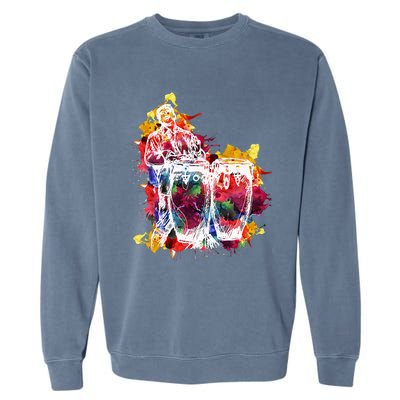 Conga Player Musician Gift Instrument Art Garment-Dyed Sweatshirt