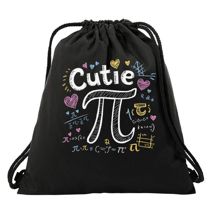 Cutie Pi Math Equation Coquette Bow Day Drawstring Bag
