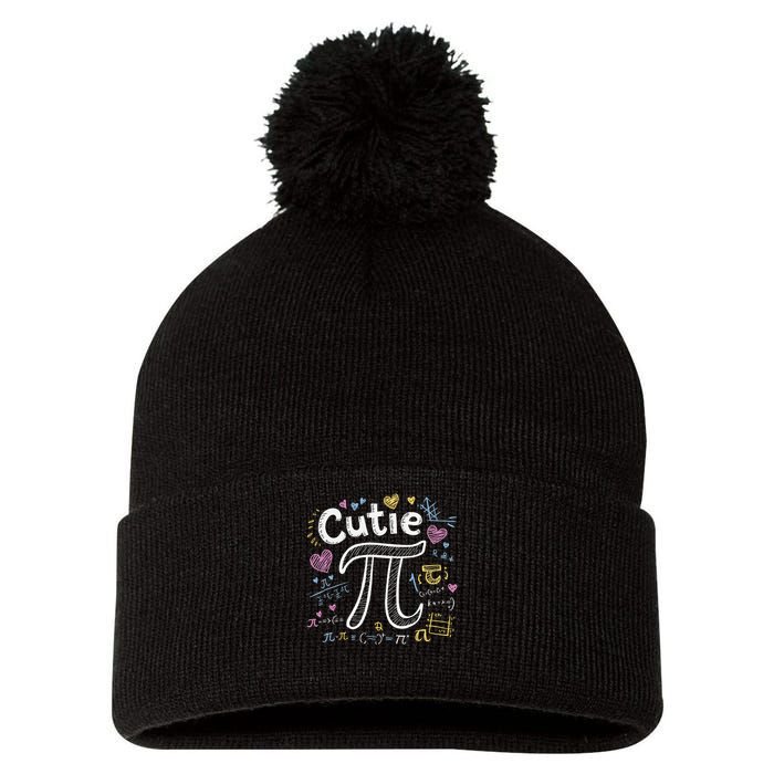 Cutie Pi Math Equation Coquette Bow Day Pom Pom 12in Knit Beanie