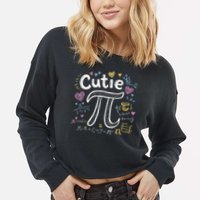 Cutie Pi Math Equation Coquette Bow Day Cropped Pullover Crew