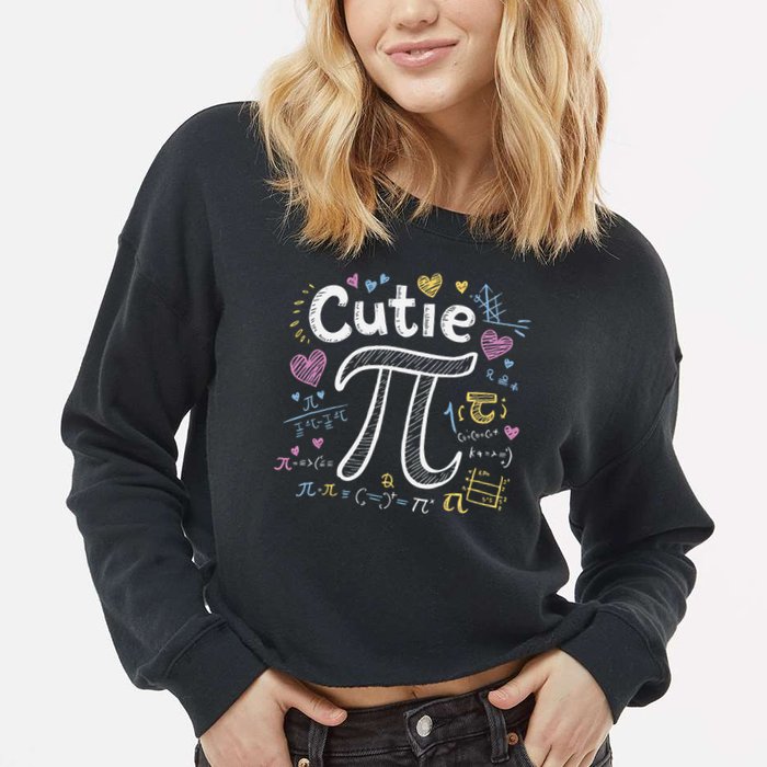 Cutie Pi Math Equation Coquette Bow Day Cropped Pullover Crew