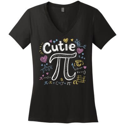 Cutie Pi Math Equation Coquette Bow Day Women's V-Neck T-Shirt