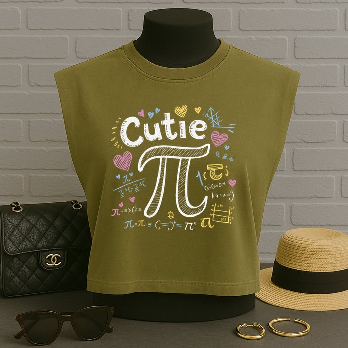 Cutie Pi Math Equation Coquette Bow Day Garment-Dyed Women's Muscle Tee