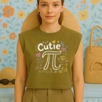 Cutie Pi Math Equation Coquette Bow Day Garment-Dyed Women's Muscle Tee