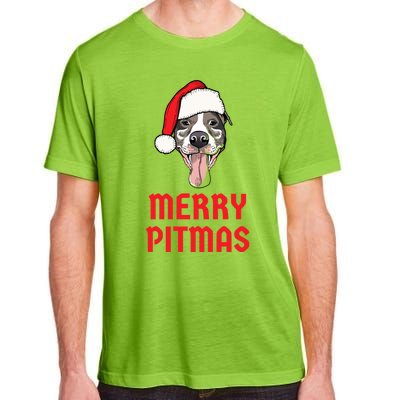 Christmas Pitbull Merry Pitmas Funny Pitbull Christmas Gift Adult ChromaSoft Performance T-Shirt